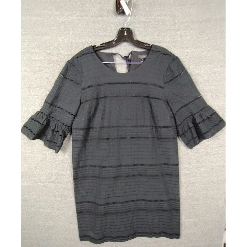 J Crew Womens Dress 12 Black Mini Ruffle Sleeve Eyelet Tea Dress‎ Casual Preppy